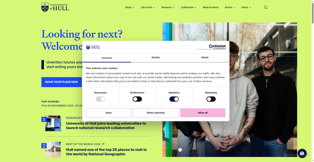 Security scan screenshot of https://www.hull.ac.uk/