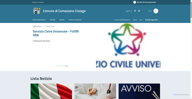 Security scan screenshot of https://www.comune.comezzanocizzago.bs.it