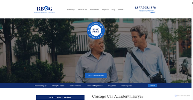 Security scan screenshot of https://www.briskmanandbriskman.com/practice-areas/chicago-car-accident-lawyer/
