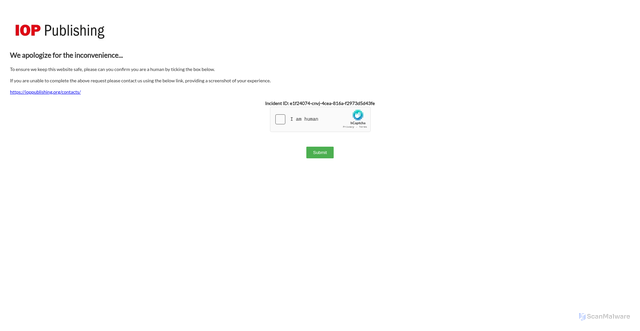 Security scan screenshot of https://iopscience.com