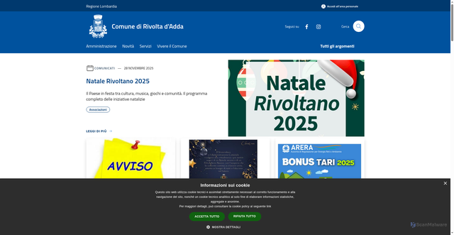 Security scan screenshot of https://www.comune.rivoltadadda.cr.it/it