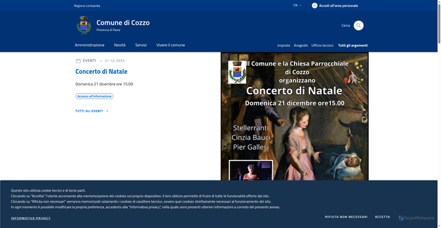 Security scan screenshot of https://www.comune.cozzo.pv.it/
