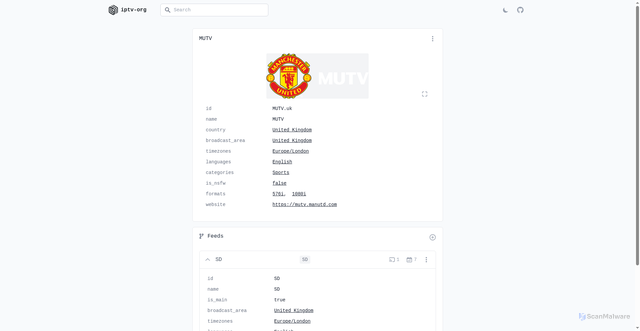 Security scan screenshot of https://iptv-org.github.io/channels/uk/MUTV