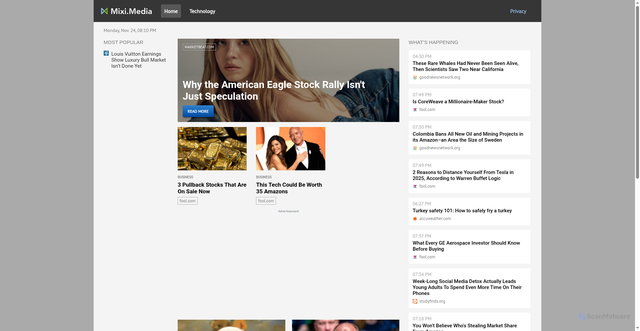 Security scan screenshot of https://mixi.media/