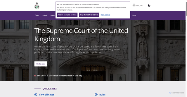 Security scan screenshot of https://www.supremecourt.uk/