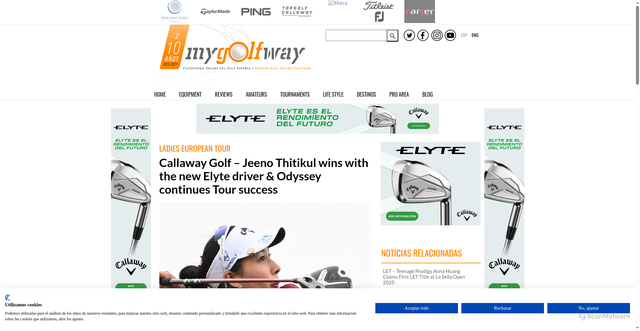 Security scan screenshot of https://www.mygolfway.com/en/callaway-golf-jeeno-thitikul-wins-with-the-new-elyte-driver-odyssey-continues-tour-success/