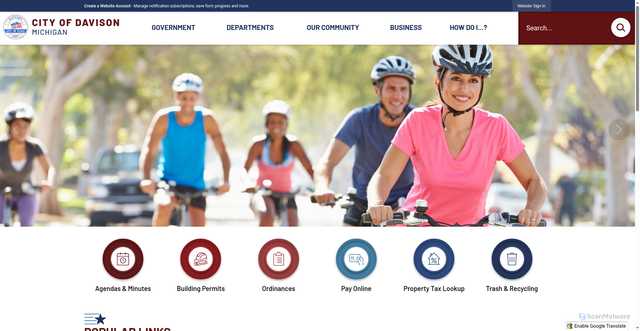 Security scan screenshot of https://cityofdavisonmi.gov/