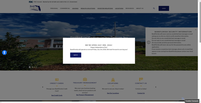 Security scan screenshot of https://www.bankflorida.com/