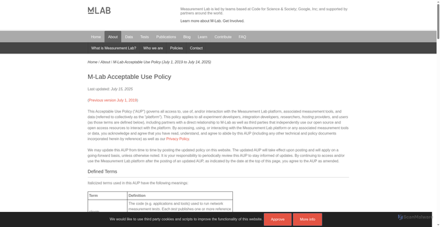Security scan screenshot of https://measurementlab.net