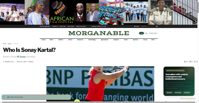 Security scan screenshot of https://www.morganable.com/who-is-sonay-kartal/