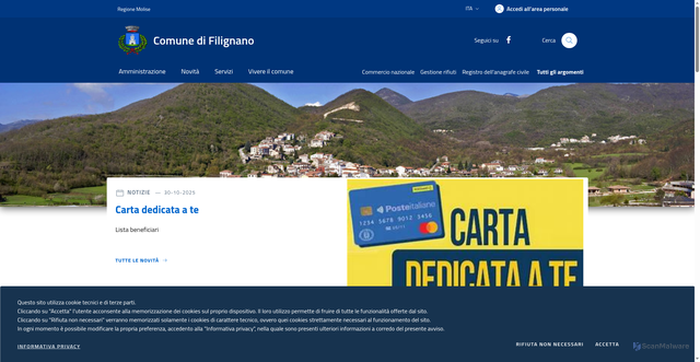 Security scan screenshot of https://comune.filignano.is.it/