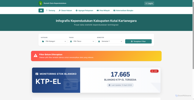 Security scan screenshot of http://rumah-data-disdukcapil-kukar.com/