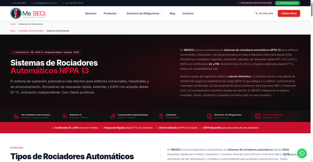 Security scan screenshot of https://meseci.pages.dev/sistemas-de-rociadores-contra-incendios