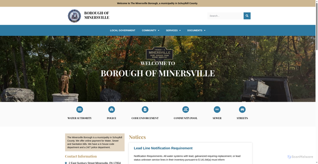 Security scan screenshot of https://minersvillepa.gov/