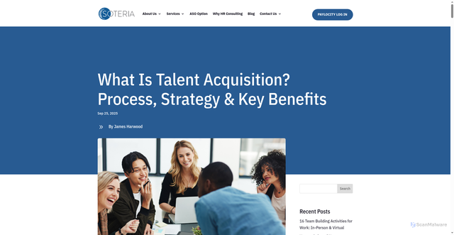 Security scan screenshot of https://soteriahr.com/what-is-talent-acquisition/