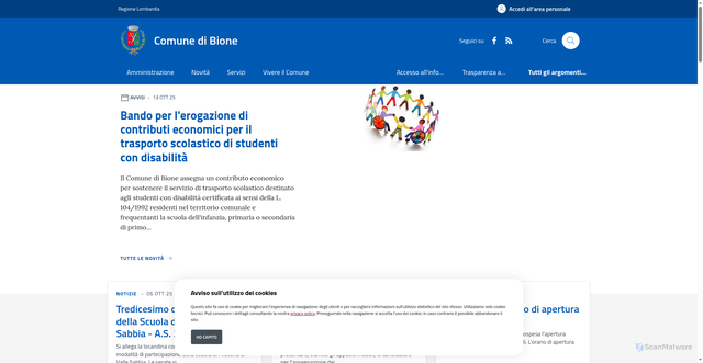 Security scan screenshot of https://www.comune.bione.bs.it/