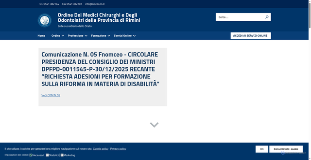 Security scan screenshot of https://www.omceo.rn.it/