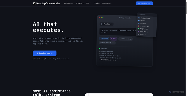 Security scan screenshot of https://desktopcommander.app