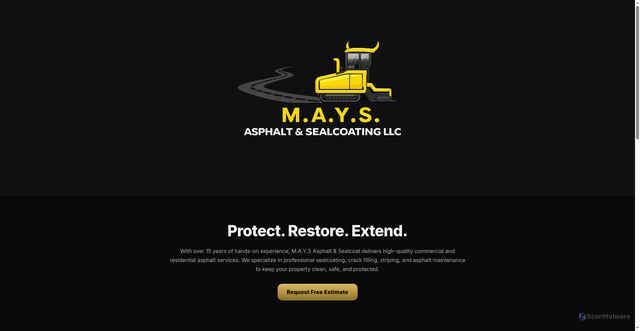 Security scan screenshot of https://maysasphaltkc.com/