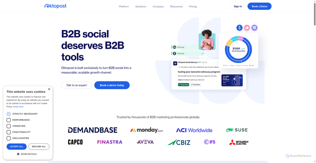 Security scan screenshot of https://oktopost.com
