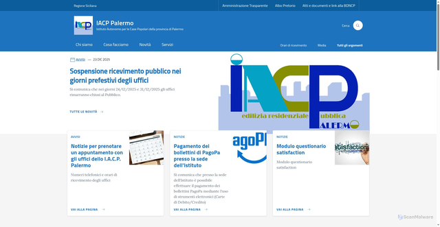 Security scan screenshot of https://iacp.pa.it/