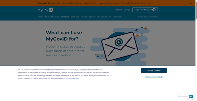 Security scan screenshot of https://partial2.mygovid-nonprod.ie/en-IE/WhatCanIUseItFor