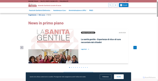 Security scan screenshot of https://www.asl.lecce.it