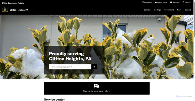 Security scan screenshot of https://www.cliftonheightspa.gov/