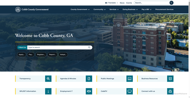 Security scan screenshot of https://www.cobbcounty.gov/