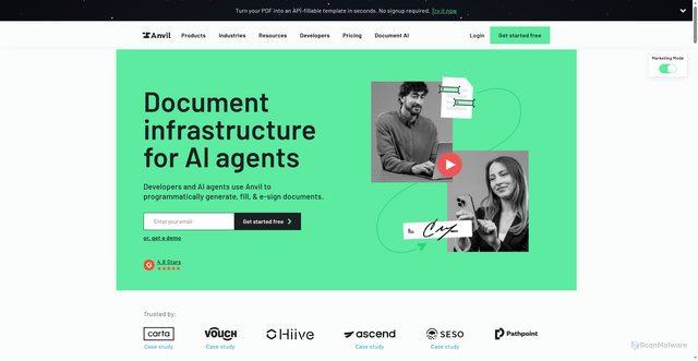 Security scan screenshot of https://useanvil.com