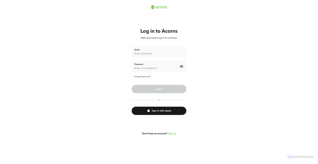 Security scan screenshot of https://signin.acorns.com