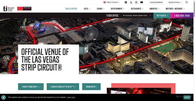 Security scan screenshot of https://treasureisland.com/entertainment/events-headliners/official-venue-of-the-las-vegas-strip-circuit