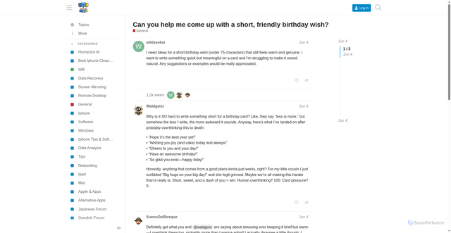 Security scan screenshot of https://forum.pocketpcmag.com/t/can-you-help-me-come-up-with-a-short-friendly-birthday-wish/2478