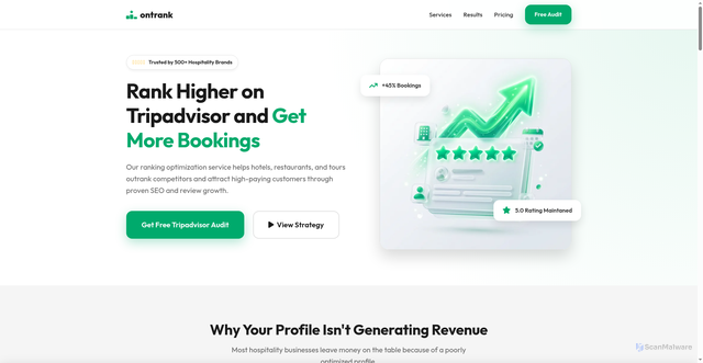 Security scan screenshot of https://ontrank.com/