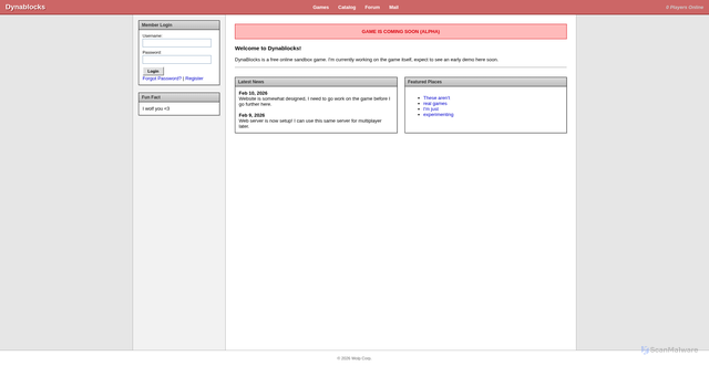 Security scan screenshot of http://dynablocks.net/