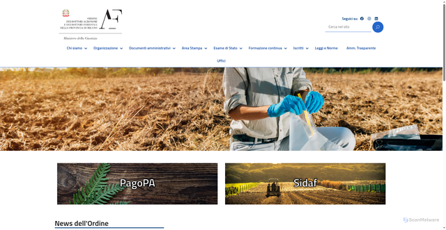 Security scan screenshot of https://ordinemilano.conaf.it/