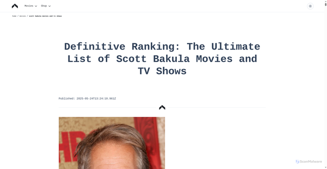 Security scan screenshot of https://serp.media/movies/scott-bakula-movies-and-tv-shows/