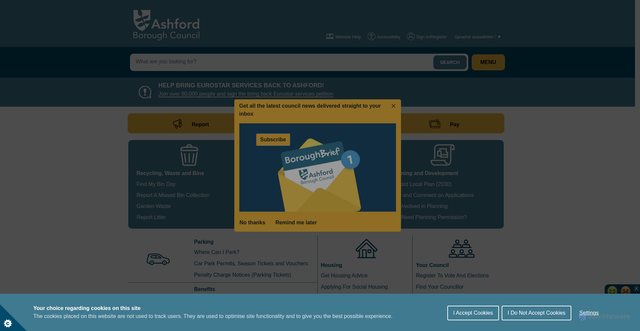 Security scan screenshot of https://www.ashford.gov.uk/