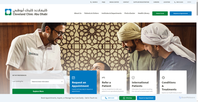 Security scan screenshot of https://www.clevelandclinicabudhabi.ae/