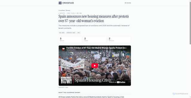 Security scan screenshot of https://www.crossfiled.com/story/c_f2faa66f30/eviction-of-87-year-old-sparks-protests-in-madrid-over-housing-crisis