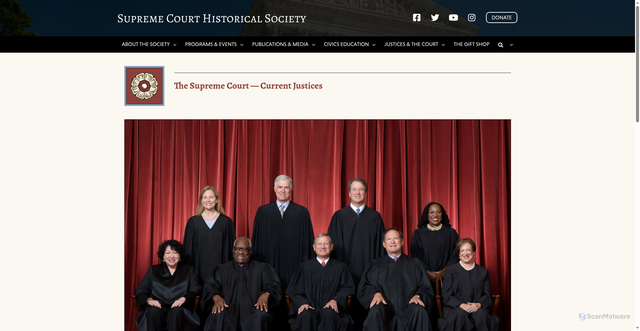 Security scan screenshot of https://supremecourthistory.org/supreme-court-justices/