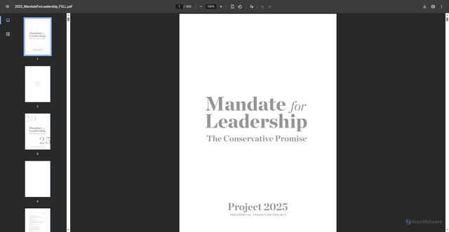 Security scan screenshot of https://static.heritage.org/project2025/2025_MandateForLeadership_FULL.pdf