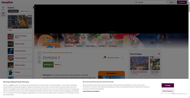 Security scan screenshot of https://zootopia.fandom.com/wiki/Zootopia_2