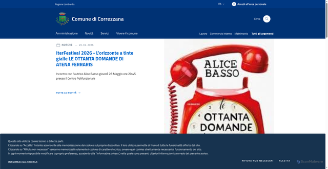 Security scan screenshot of https://www.comune.correzzana.mb.it