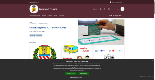 Security scan screenshot of https://www.comune.tresana.ms.it/it