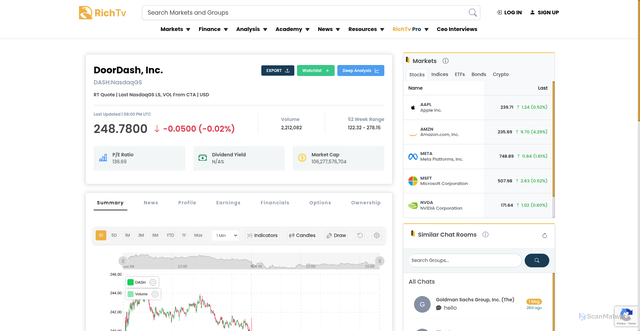 Security scan screenshot of https://www.richtv.io/quotes/DASH