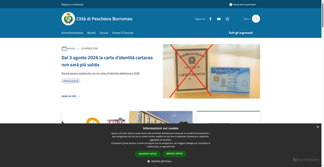 Security scan screenshot of https://www.comune.peschieraborromeo.mi.it