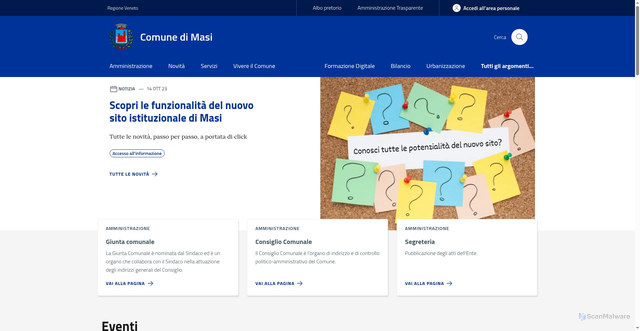 Security scan screenshot of https://www.comune.masi.pd.it/