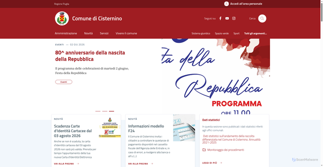 Security scan screenshot of https://www.comune.cisternino.br.it