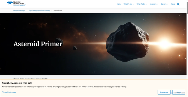 Security scan screenshot of https://www.teledyne.com/digital-imaging-space-science-monthly/asteroid-primer
